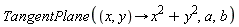 TangentPlane(proc (x, y) options operator, arrow; x^2+y^2 end proc, a, b)