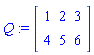 Q := Array([[1, 2, 3], [4, 5, 6]])