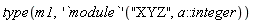 type(m1, ('`module`')("XYZ", a::integer))