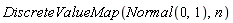 DiscreteValueMap(Normal(0, 1), n)