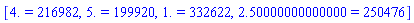 [4. = 216982, 5. = 199920, 1. = 332622, 2.50000000000000 = 250476]
