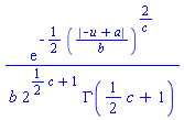 exp(-(1/2)*(abs(-u+a)/b)^(2/c))/(b*2^((1/2)*c+1)*GAMMA((1/2)*c+1))