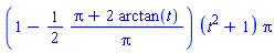 (1-(1/2)*(Pi+2*arctan(t))/Pi)*(t^2+1)*Pi