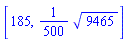 [185, (1/500)*9465^(1/2)]