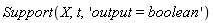 Support(X, t, 'output = boolean')