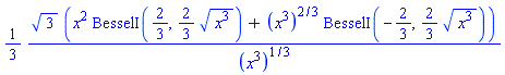 (1/3)*3^(1/2)*(x^2*BesselI(2/3, (2/3)*(x^3)^(1/2))+(x^3)^(2/3)*BesselI(-2/3, (2/3)*(x^3)^(1/2)))/(x^3)^(1/3)