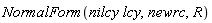 NormalForm(nilcy*lcy, newrc, R)