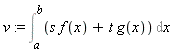 v := Int(s*f(x)+t*g(x), x = a .. b)