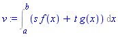 v := Int(s*f(x)+t*g(x), x = a .. b)