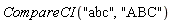 CompareCI("abc", "ABC")