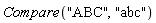 Compare("ABC", "abc")