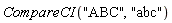 CompareCI("ABC", "abc")