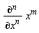 diff(x^m, [`$`(x, n)])