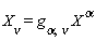 X[nu] = g[alpha, nu]*X^alpha