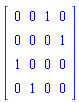 array( 1 .. 4, 1 .. 4, [( 2, 1 ) = (0), ( 4, 1 ) = (0), ( 4, 3 ) = (0), ( 2, 4 ) = (1), ( 4, 4 ) = (0), ( 2, 3 ) = (0), ( 1, 4 ) = (0), ( 2, 2 ) = (0), ( 1, 1 ) = (0), ( 3, 2 ) = (0), ( 4, 2 ) = (1), ( 3, 1 ) = (1), ( 3, 4 ) = (0), ( 1, 2 ) = (0), ( 1, 3 ) = (1), ( 3, 3 ) = (0)  ] )