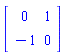array( 1 .. 2, 1 .. 2, [( 2, 1 ) = (-1), ( 2, 2 ) = (0), ( 1, 1 ) = (0), ( 1, 2 ) = (1)  ] )