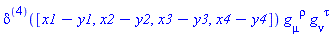 Dirac([x1-y1, x2-y2, x3-y3, x4-y4])*Physics:-g_[mu, `~rho`]*Physics:-g_[nu, `~tau`]