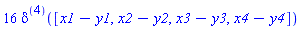 16*Dirac([x1-y1, x2-y2, x3-y3, x4-y4])