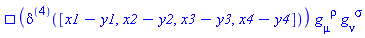 Physics:-dAlembertian(Dirac([x1-y1, x2-y2, x3-y3, x4-y4]), [X])*Physics:-g_[mu, `~rho`]*Physics:-g_[nu, `~sigma`]
