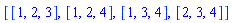 [[1, 2, 3], [1, 2, 4], [1, 3, 4], [2, 3, 4]]