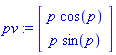 pv := Vector[column]([[p*cos(p)], [p*sin(p)]])