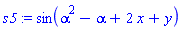 sin(alpha^2-alpha+2*x+y)