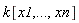k[x1, () .. (), xn]