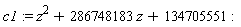 c1 := z^2+286748183*z+134705551