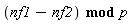 `mod`(nf1-nf2, p)