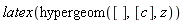 latex(hypergeom([], [c], z))