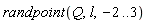 randpoint(Q, l, -2 .. 3)