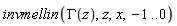 invmellin(GAMMA(z), z, x, -1 .. 0)