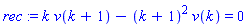 rec := k*v(k+1)-(k+1)^2*v(k) = 0