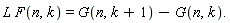 L F(n,k)=G(n,k+1)-G(n,k).