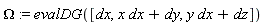 Omega := evalDG([dx, x*dx+dy, y*dx+dz])