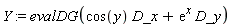 Y := evalDG(cos(y)*D_x+exp(x)*D_y)