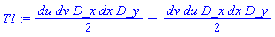 T1 := du*dv*D_x*dx*D_y/2+dv*du*D_x*dx*D_y/2