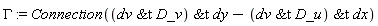 GAMMA := Connection(`&t`(`&t`(dv, D_v), dy)-`&t`(`&t`(dv, D_u), dx))