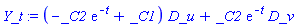 Y_t := (-_C2*exp(-t)+_C1)*D_u+_C2*exp(-t)*D_v
