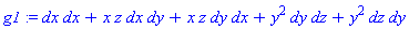 g1 := dx*dx+x*z*dx*dy+x*z*dy*dx+y^2*dy*dz+y^2*dz*dy