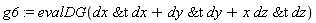 g6 := evalDG(`&t`(dx, dx)+`&t`(dy, dy)+x*`&t`(dz, dz))