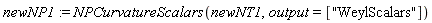 newNP1 := NPCurvatureScalars(newNT1, output = ["WeylScalars"])