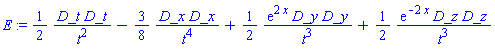 _DG([["tensor", M, [["con_bas", "con_bas"], []]], [[[1, 1], (1/2)/t^2], [[2, 2], -(3/8)/t^4], [[3, 3], (1/2)*exp(2*x)/t^3], [[4, 4], (1/2)*exp(-2*x)/t^3]]])