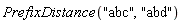 PrefixDistance("abc", "abd")