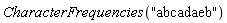 CharacterFrequencies("abcadaeb")