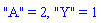 "A" = 2, "Y" = 1
