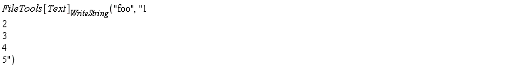FileTools[Text][WriteString]("foo", "1 2 3 4 5")