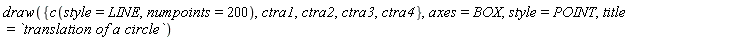 draw({ctra1, ctra2, ctra3, ctra4, c(style = LINE, numpoints = 200)}, axes = BOX, style = POINT, title = `translation of a circle`)
