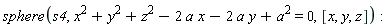 sphere(s4, x^2+y^2+z^2-2*a*x-2*a*y+a^2 = 0, [x, y, z])