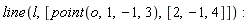 line(l, [point(o, 1, -1, 3), [2, -1, 4]])